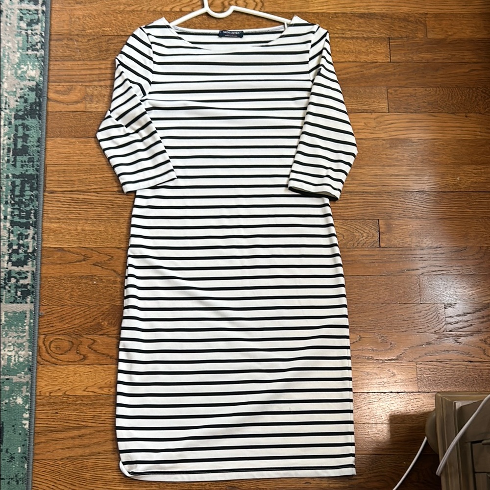 Saint James Form-Fitting Nautical Stripe Dress Anti-UV Stretch Fabric Size 4